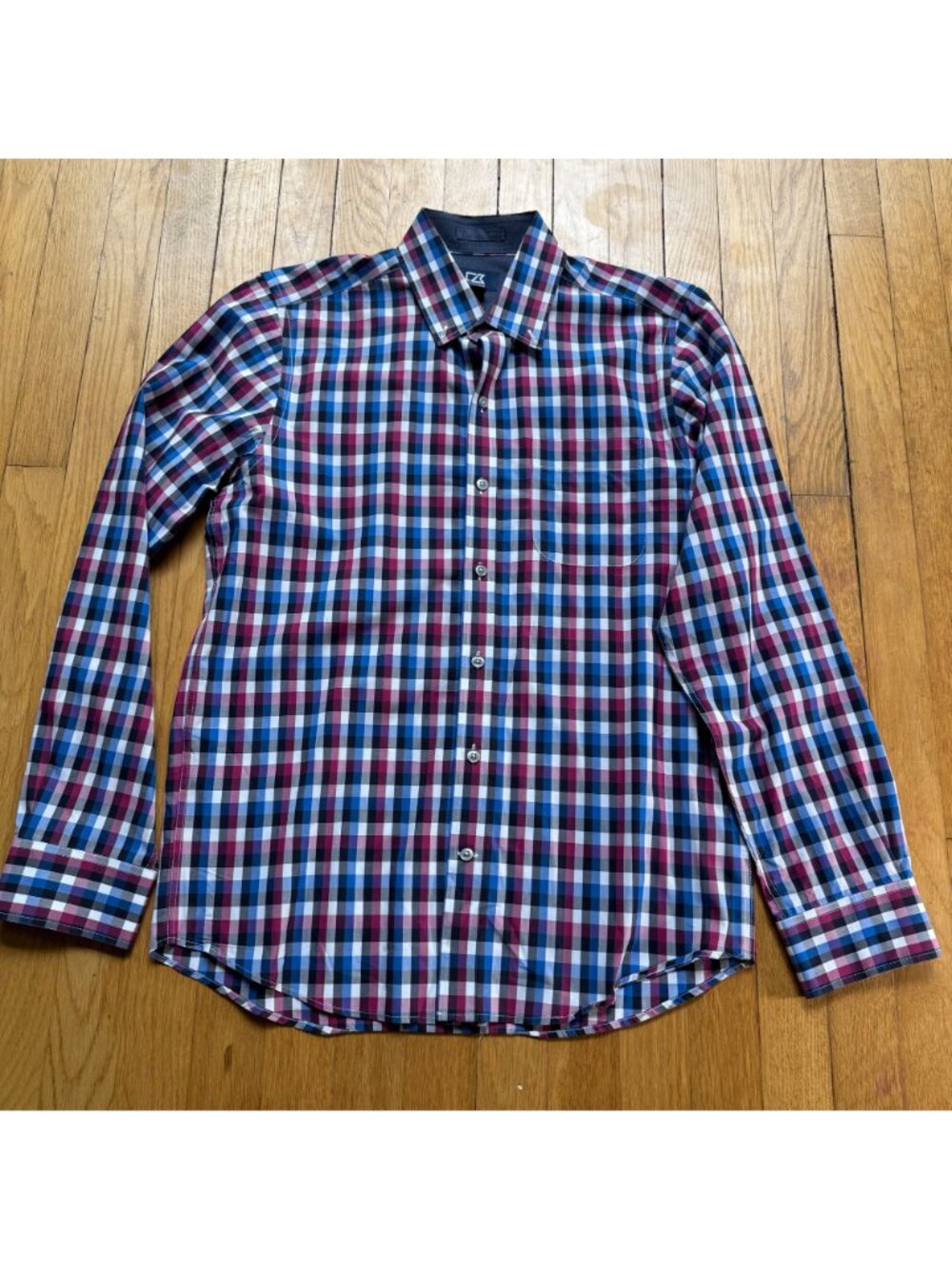 Cutter & Buck Size S Blue & Red Plaid Cotton Long Sleeve Button-Up Shirt Top - Picture 2 of 14